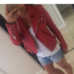 IRO cherry red leather jacket